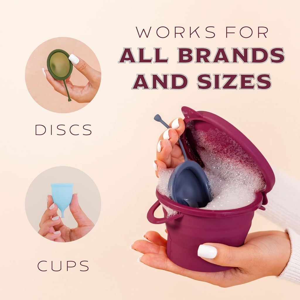Pixie Menstrual Cup Compact Sterilizer - Good for Public Restrooms, Camping or Dorms - Collapsible Cleaner Container for Your Menstrual Disc & Period Cup - Microwavable - Reusable - Case Holder