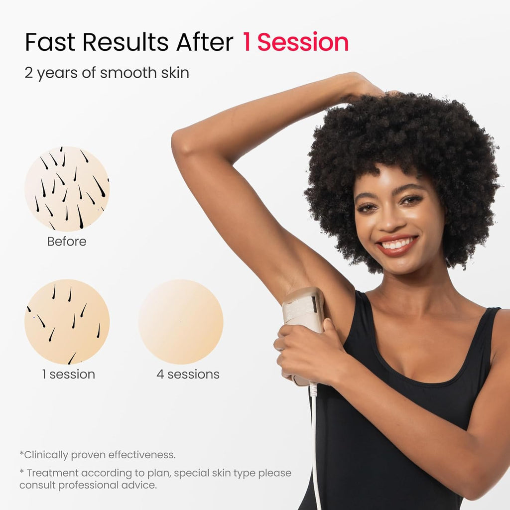 (2025 New) IPL Laser Hair Removal for Women and Men, 2 Lights & 4-Pulse Modes, 2℃ Sapphire Ice Cooling for Sensitive Skin, Targets Ingrown Hair, Permanent Hair Reduction for Bikini, Face & Body