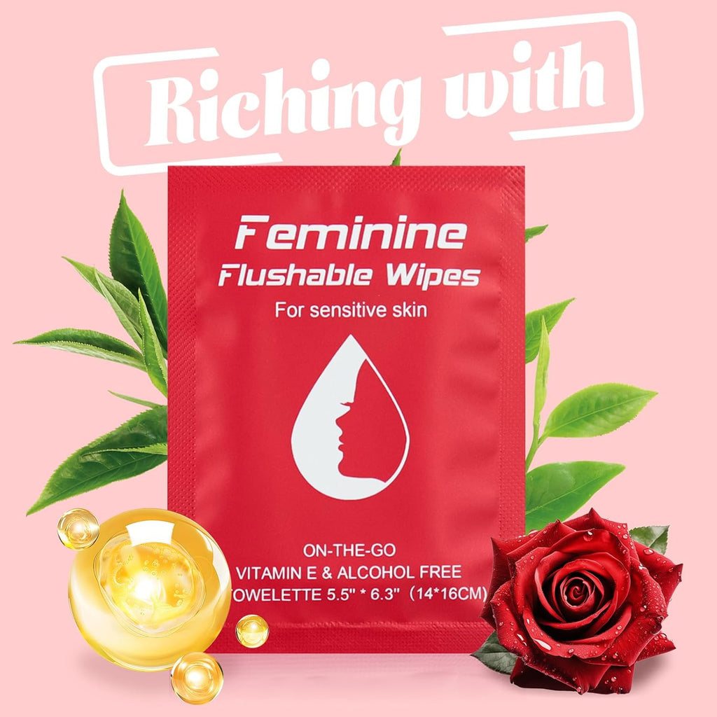 Feminine Wipes Individually Wrapped, Flushable Wipes Travel,Travel Wipes for Women,Feminine Care Wet Wipes Travel Size Vaginal Wipes for Adult, Girl and Homeless400