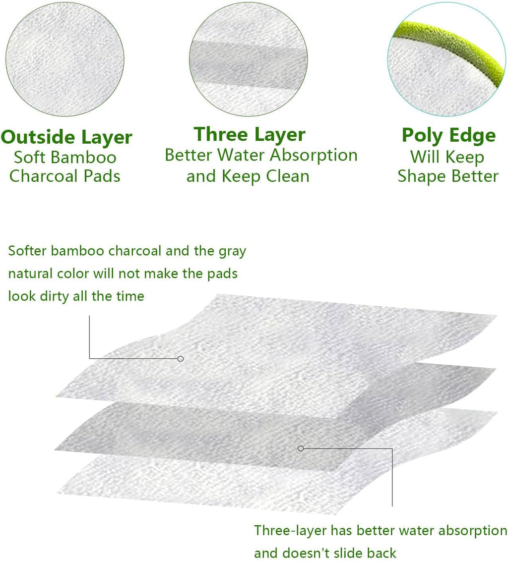 20 Pack Reusable Makeup Remover Face Pads with Laundry Bag Washable Soft and Comfortable Cleaning Face Skin,Washable Bamboo Cotton Rounds (White)