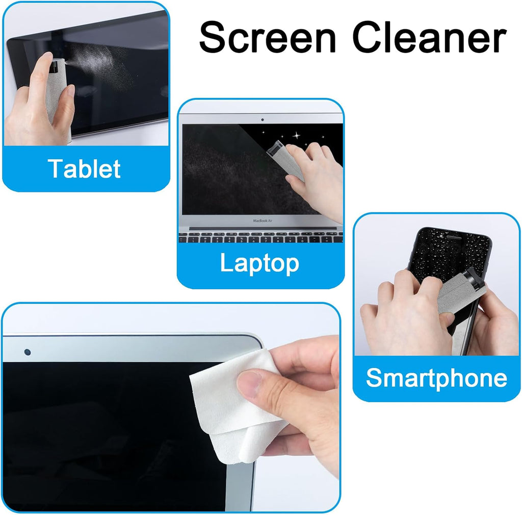 Screen Cleaner Touchscreen Mist Spray, walrfid Cleaning Kit for Electronic Smart Phone TV, Laptop, Tablet, PC, Computer LCD Flat Screens, Eyeglasses, iPhone, iPad, MacBook Pro - Light Grey