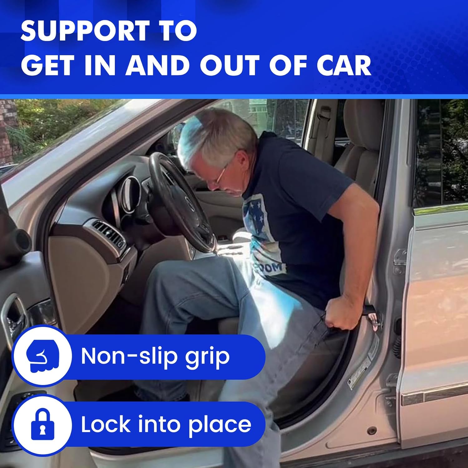 NINEMAX Car Door Handle for Elderly Car Handle Assist Support, Auto Grab Handles, Portable Car Door Cane for Seniors, Handicap (1 pc)