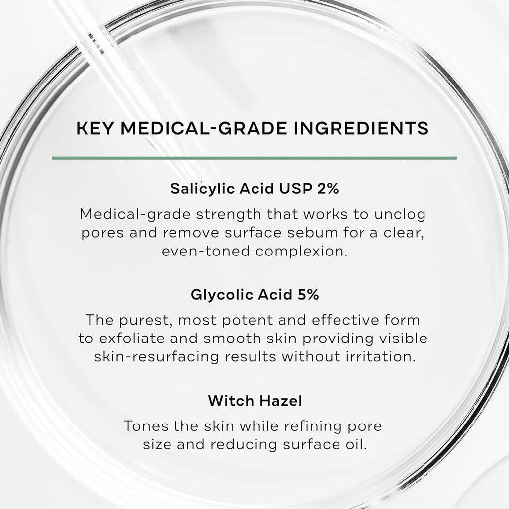 Replenix Gly-Sal Clarifying Acne Pads, 60 Count, Medical-Grade Glycolic Acid & 2% Salicylic Acid Exfoliating Pads for Acne-Prone Skin, Help Clear Blemishes & Refine Pores, Non-Oily