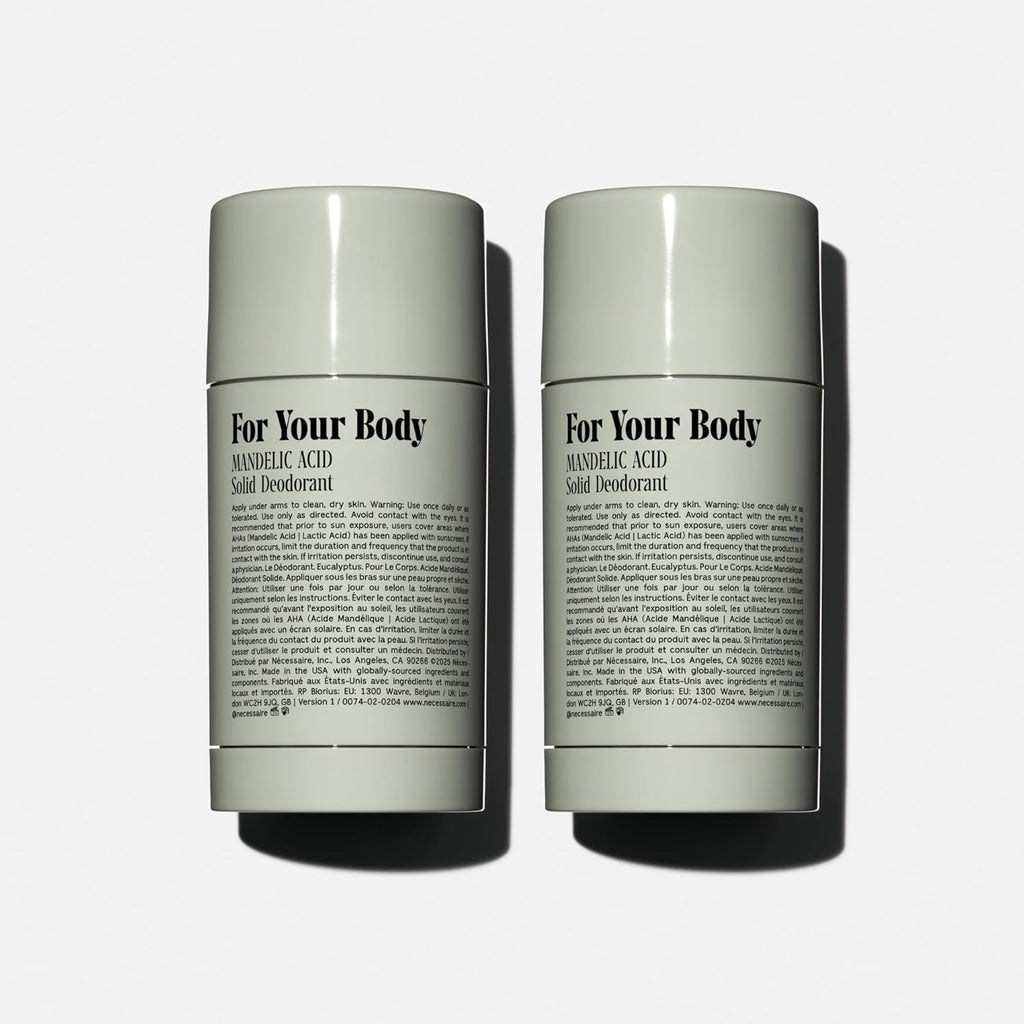 Nécessaire The Deodorant Duo Eucalyptus | Natural Aluminum Free Deodorant For Women & Men. Extra Strength Treatment with Mandelic Acid. Free of Baking Soda, Ozokerite & Parabens (75 g/2.5 oz)