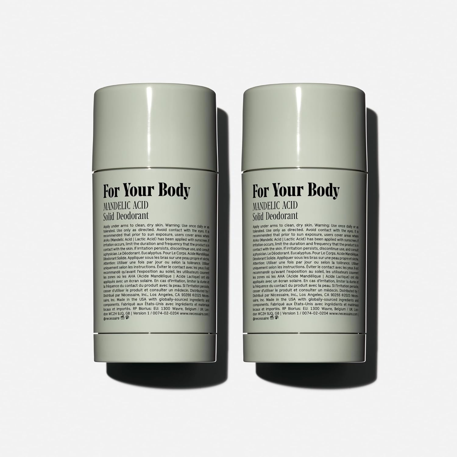 Nécessaire The Deodorant Duo Eucalyptus | Natural Aluminum Free Deodorant For Women & Men. Extra Strength Treatment with Mandelic Acid. Free of Baking Soda, Ozokerite & Parabens (75 g/2.5 oz)