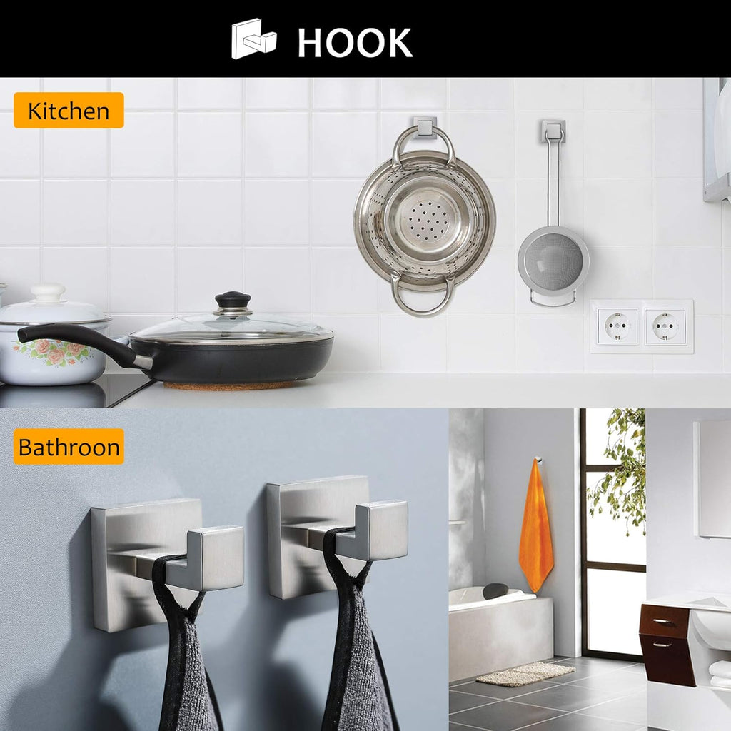 TNOMS Bathroom Towel Bar Set 5 Pieces Brushed Nickel Square Modern Bathroom Hardware Set,Stainless Steel Wall Mounted 23.6-Inch