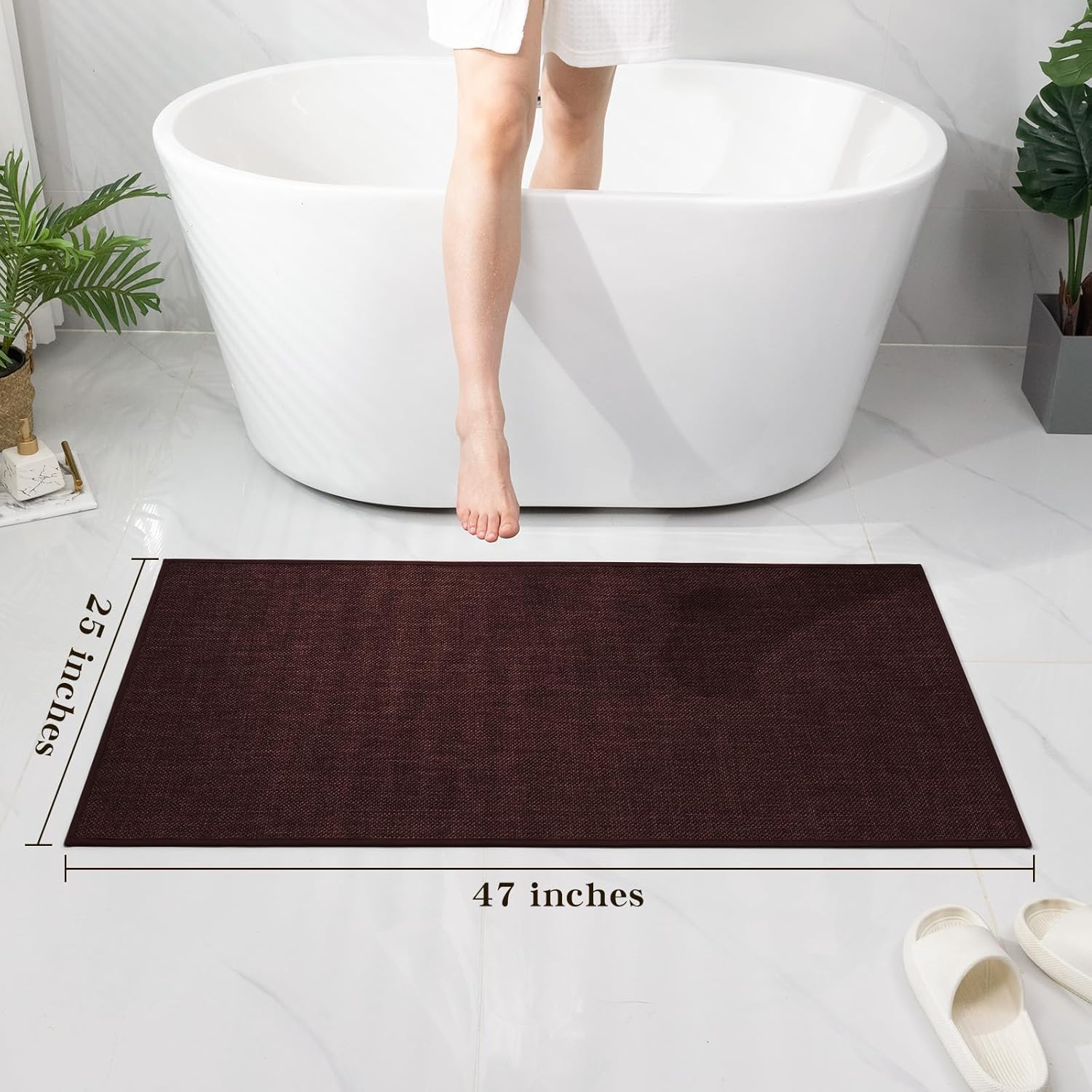 chakme Bathroom Rugs Mat 47x24, Ultra Thin Non Slip Bath Mat Large Quick Dry Absorbent Bath Mat for Bathroom Floor, (Dark Purple, 47"x24")