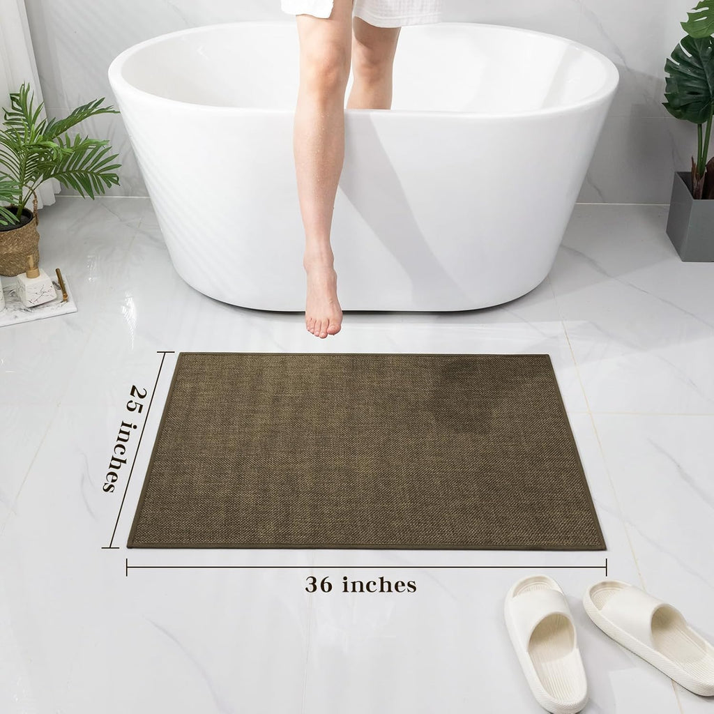 chakme Bathroom Rugs Mat 36x24, Ultra Thin Non Slip Bath Mat Large Quick Dry Absorbent Bath Mat for Bathroom Floor, (Brown, 36"x24")