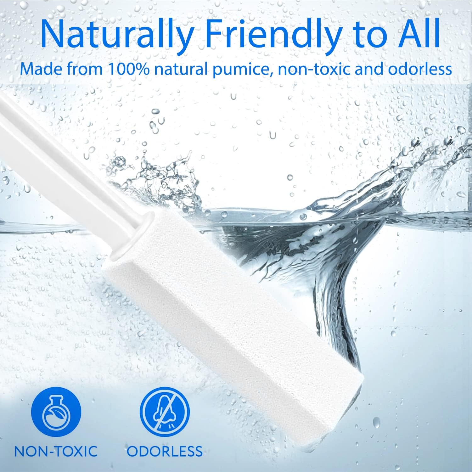 2 Pack Pumice Stone for Toilet Cleaning, Extra Long Handle for Removing Bowl Ring, Pool, Bathroom, Toilet Brush (White)