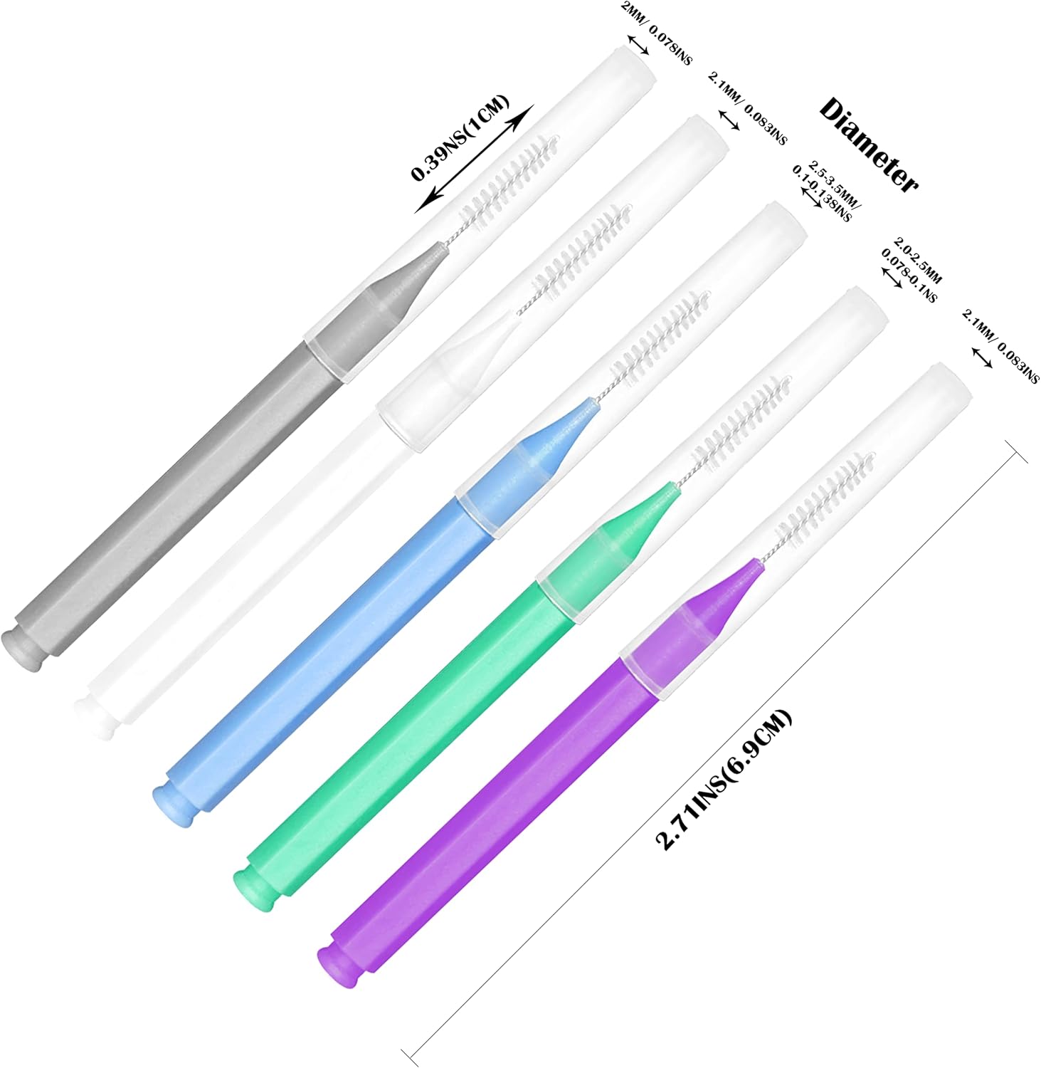 EasyHonor Braces Brush for Cleaner Interdental Brush Toothpick Dental Tooth Flossing Head Oral Dental Hygiene Flosser Toothpick Cleaners Tooth Cleaning Tool (5 Cool Colors,75pcs)