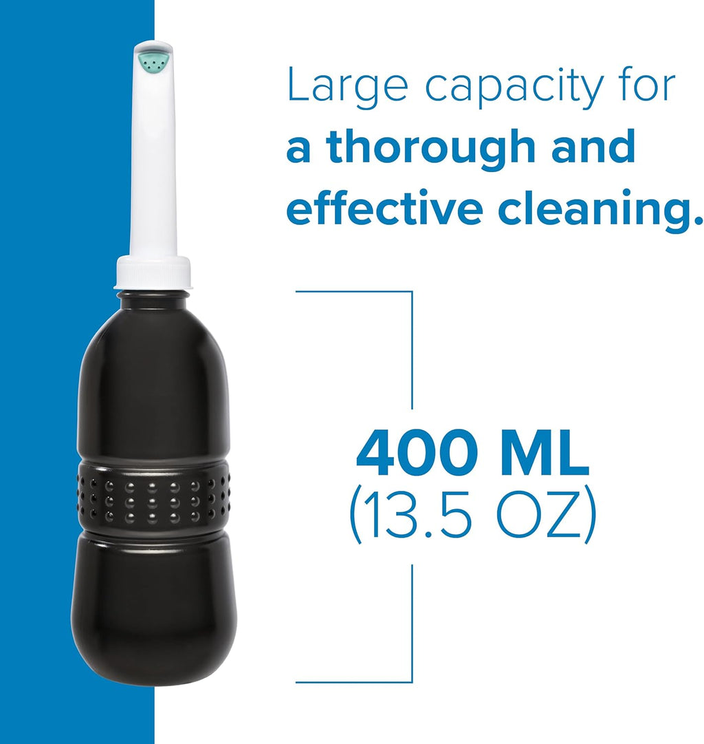 Brondell GoSpa Essential Portable Bidet for Everyday Use, Camping, Hiking, and Outdoor Activities, Compact and Discreet, Includes Travel Bag, 400mL, Midnight