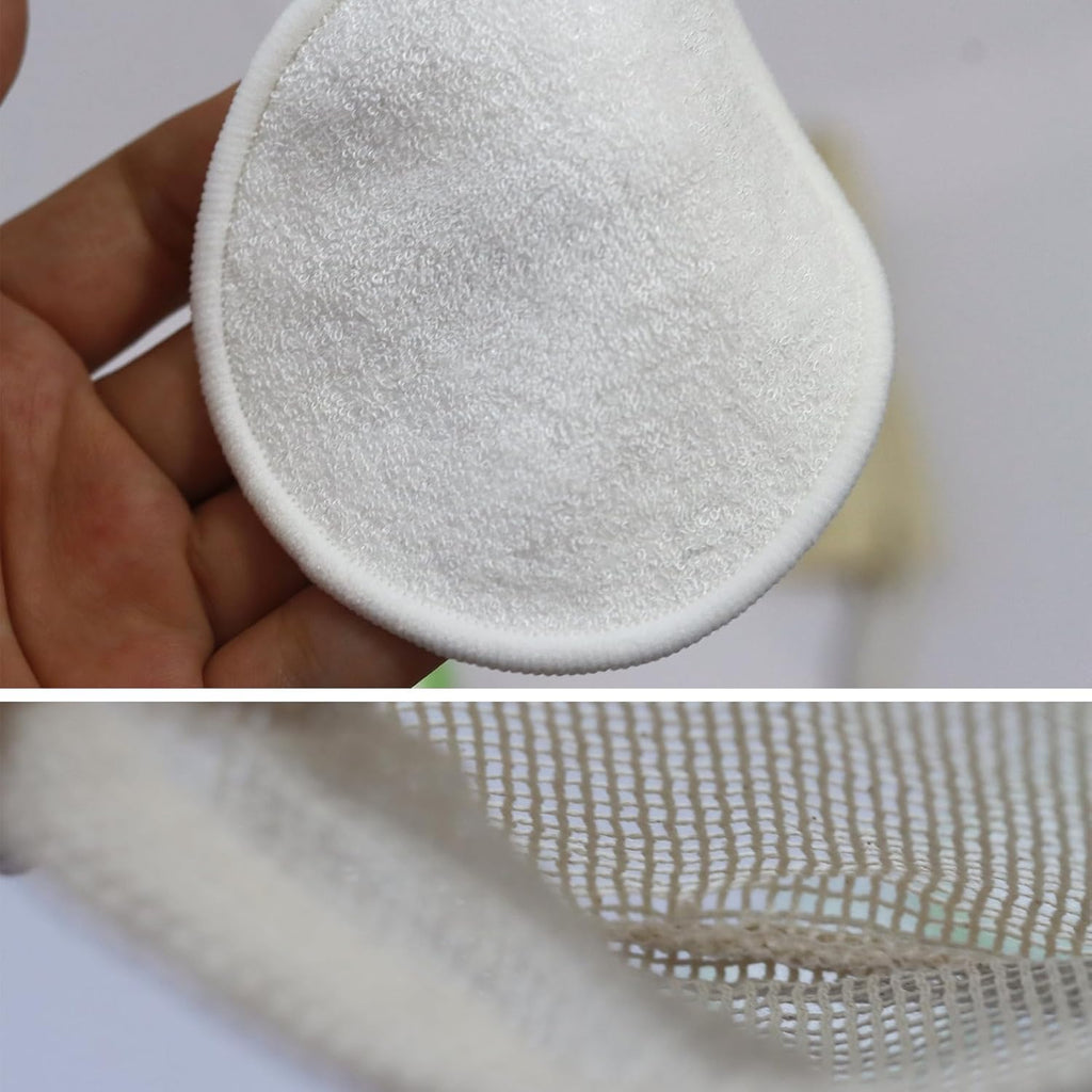 Reusable Makeup Remover Pads, Eco-Friendly Bamboo Cotton Rounds Face Pads, Facial Cleansing Cotton Rounds with Washable Mesh Pouch, 4 Count