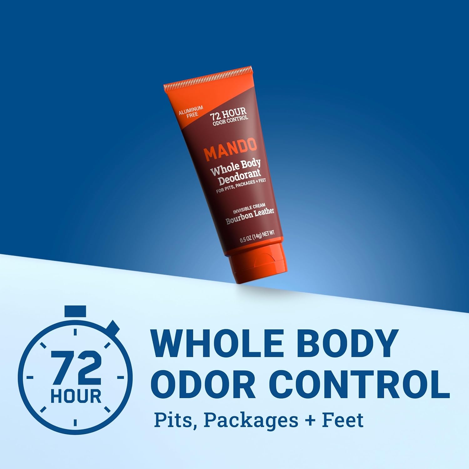 Mando Whole Body Deodorant - Mini Travel Size Invisible Cream Tube - 72 Hour Odor Control - Aluminum and Baking Soda Free, Skin Safe - .5 oz (Pack of 2) (Bourbon Leather)