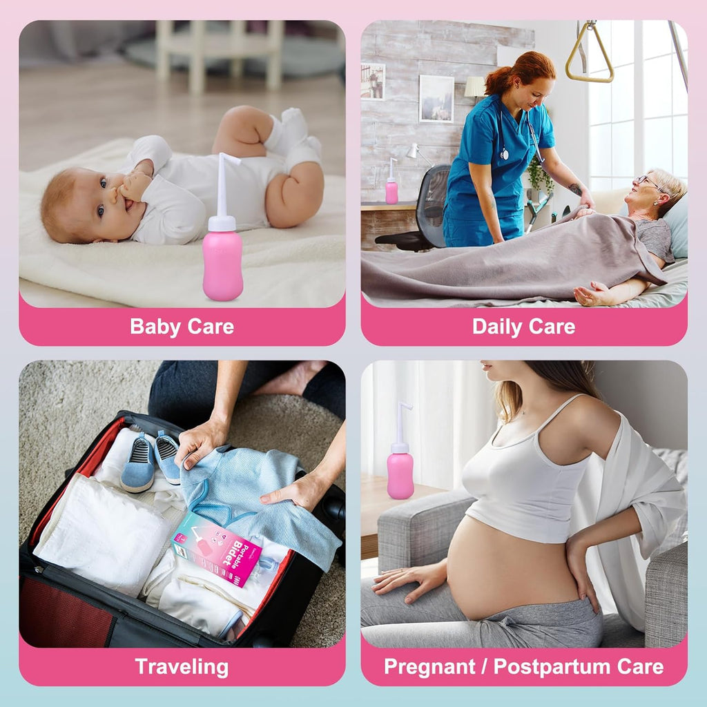 Peri Bottle for Women - Portable Bidet for Postpartum Care, 12oz Upside-Down Design with Travel Bag