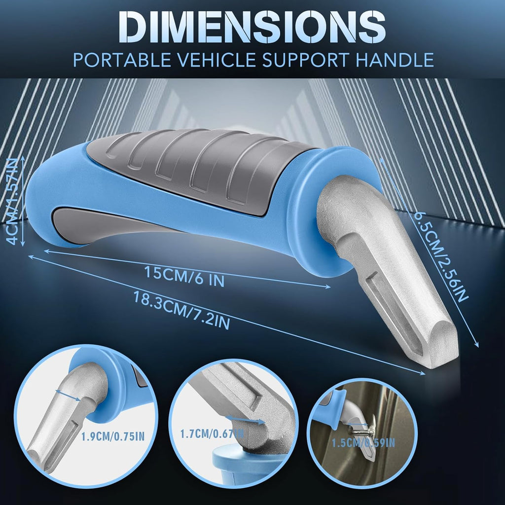 Car Door Handle for Elderly Car Handle Assist Support, Portable Auto Grab Handles for Handicap Seniors, Light Blue and Grey