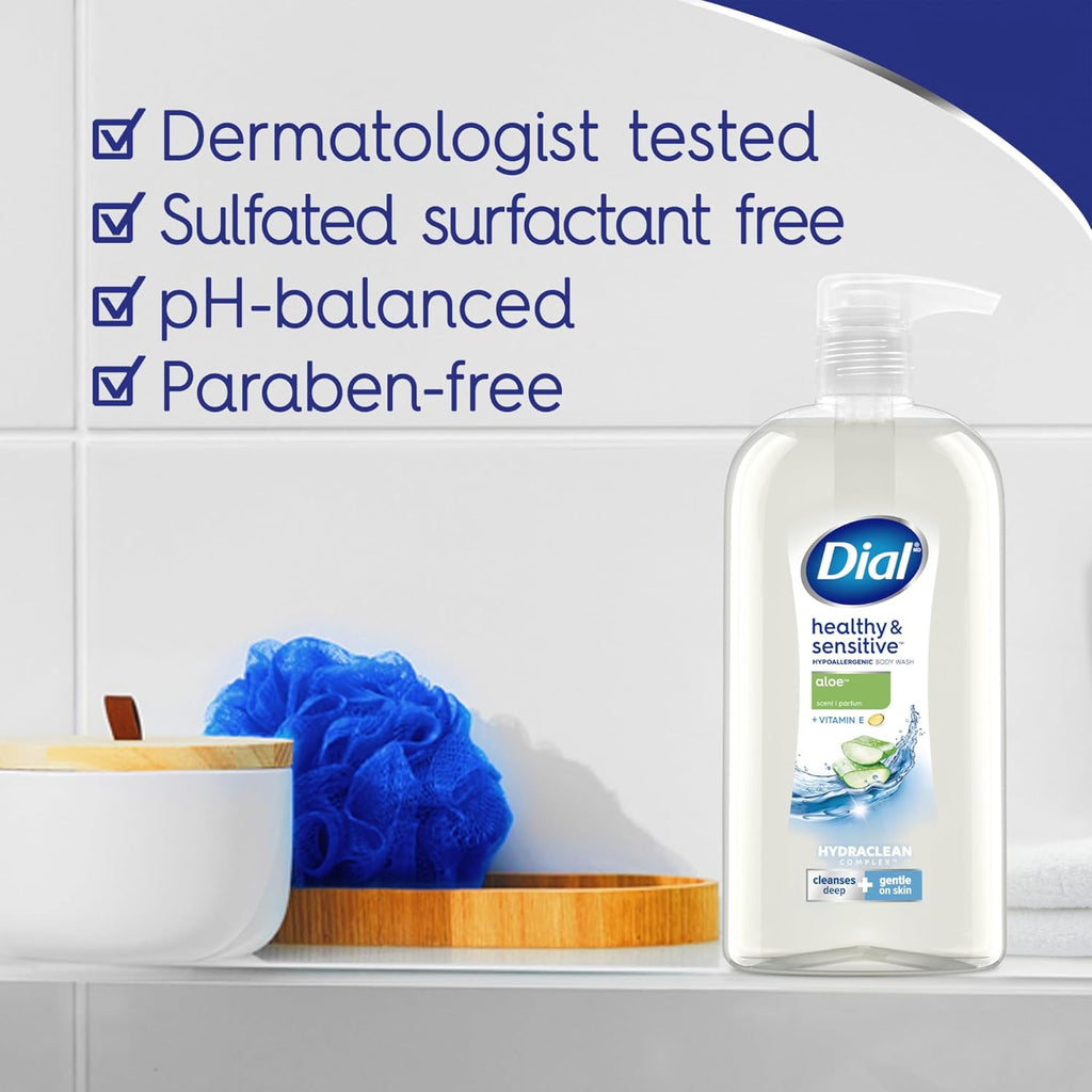 Dial Body Wash, Healthy & Sensitive Aloe Scent, 23 fl oz, Pack of 3