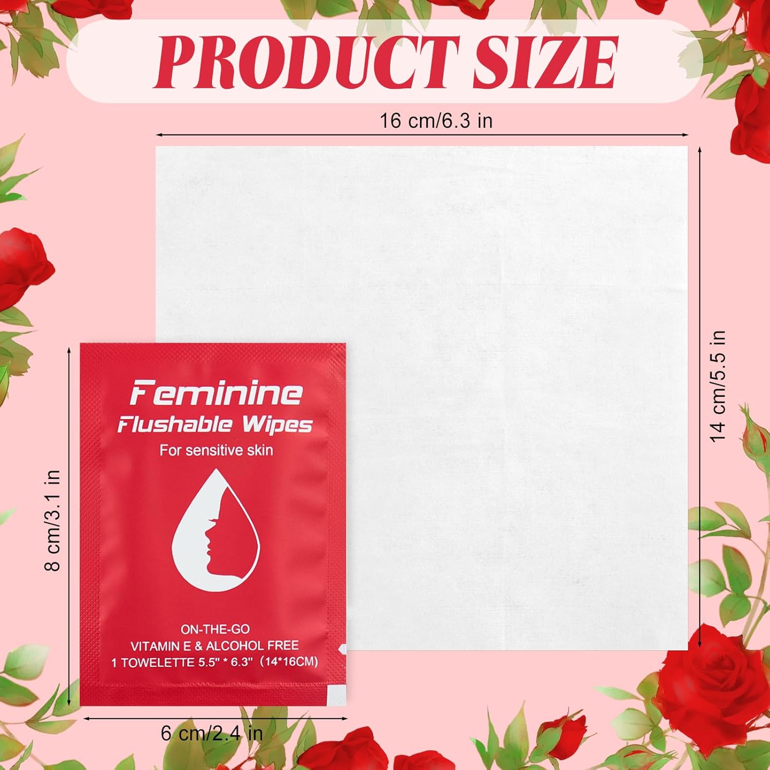 Feminine Wipes Individually Wrapped, Flushable Wipes Travel,Travel Wipes for Women,Feminine Care Wet Wipes Travel Size Vaginal Wipes for Adult, Girl and Homeless100