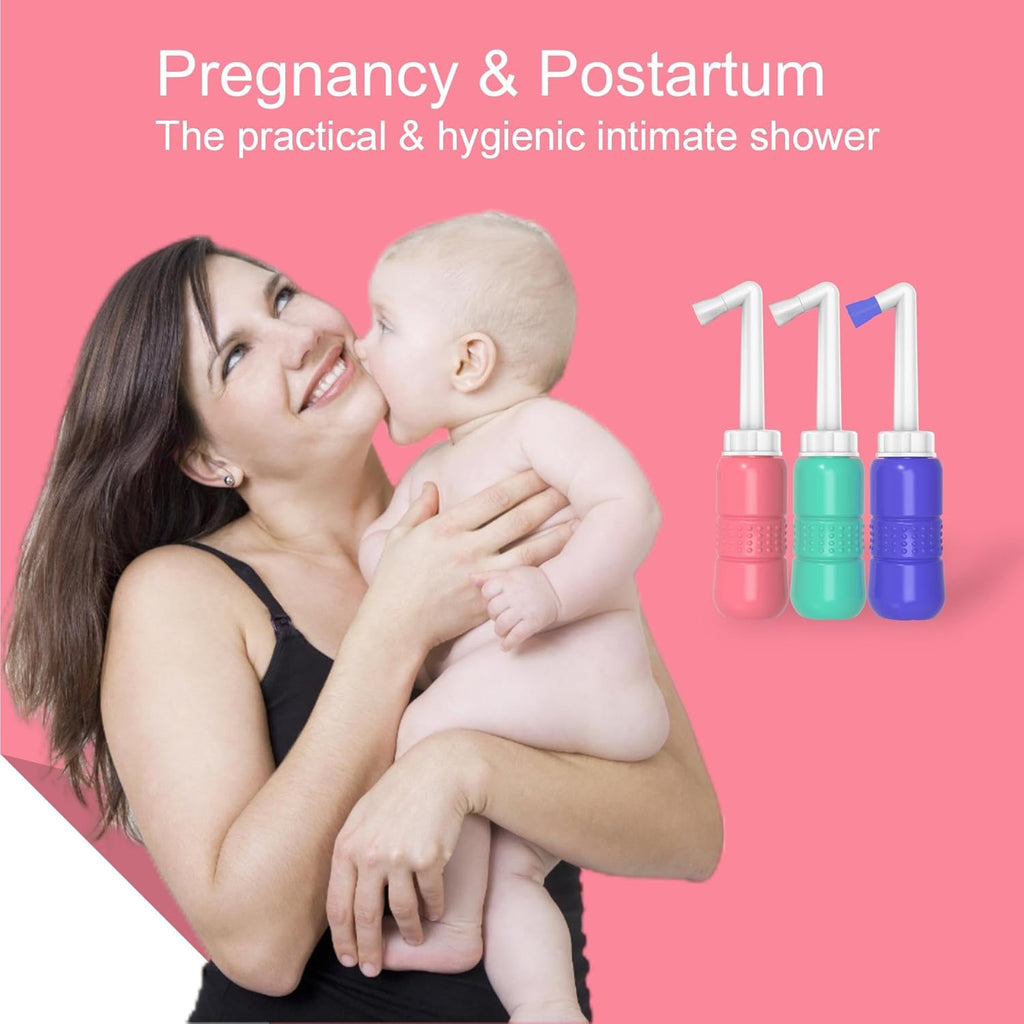 2Pcs-Pack Blue+Pink 10oz Travel Bidet Peri Bottle for Postpartum & Perineal Care,300ml Portable Bidet for Personal Hygiene Cleaning