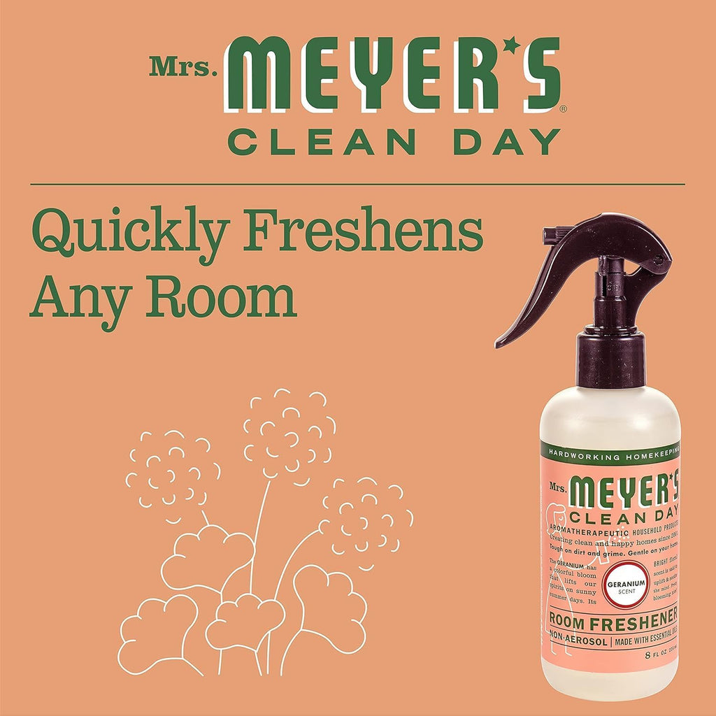 Mrs. Meyer's Clean Day Room Freshener Spray Bottle, Geranium Scent, 8 Fl Oz (Pack of 6)