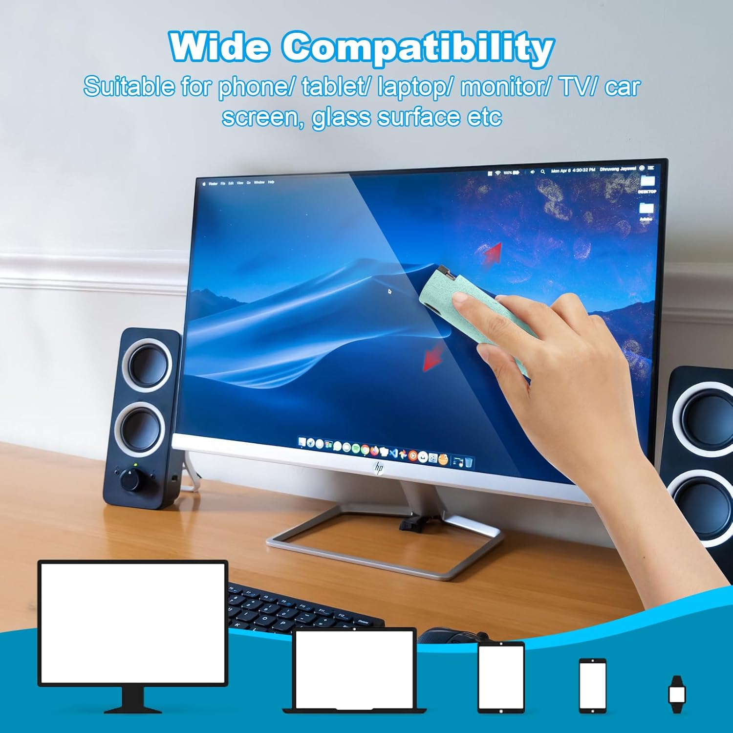 6 Pack Screen Cleaner 3-in-1 Touchscreen Mist Cleaner Spray and Microfiber Cloth Built-in Cleaning Solution Portable Reusable Fingerprint-Proof Spray Bottle for Phone Laptop iPad TV Monitor Car Screen