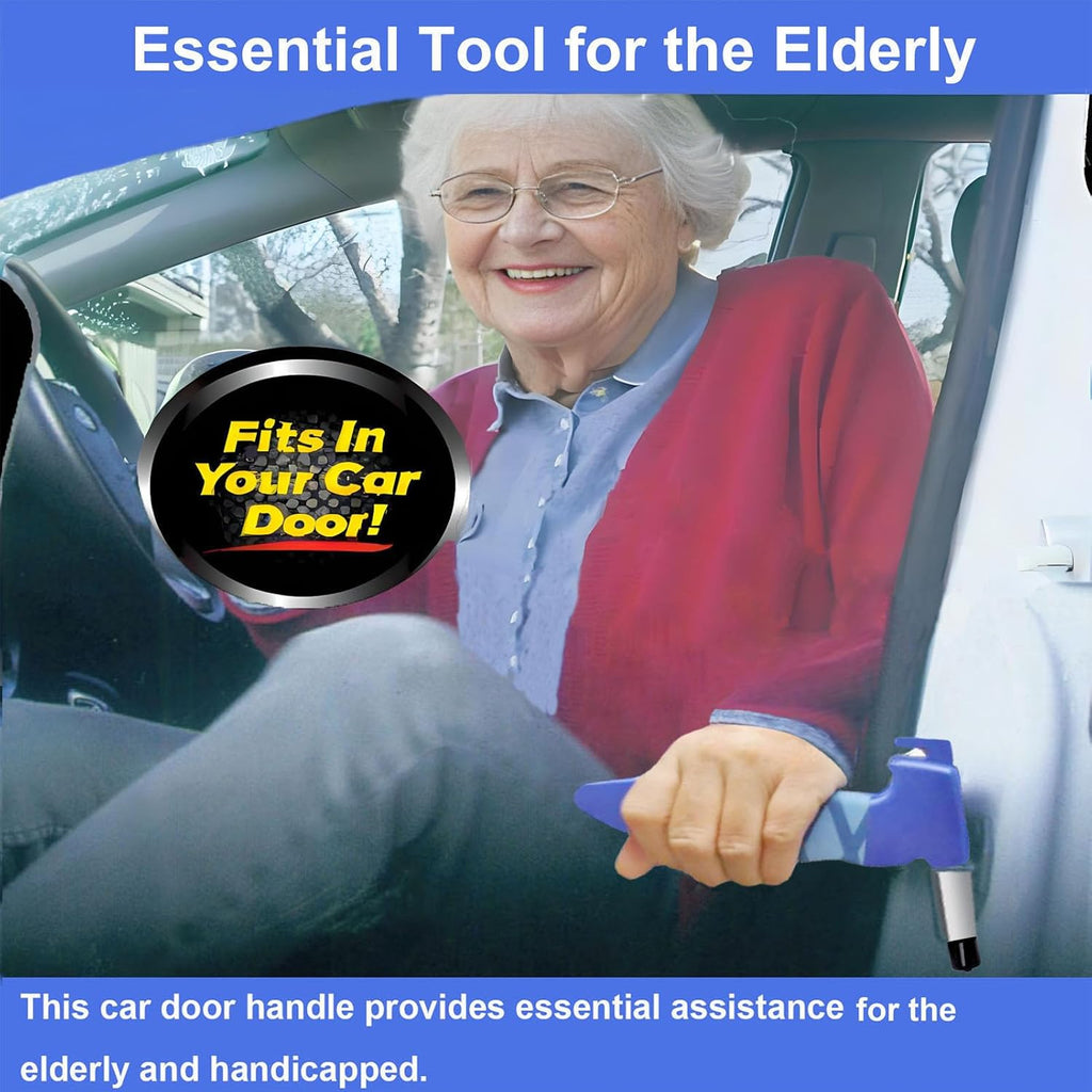 Car Door Handle for Elderly, 3-in-1 Multifunctional Handle Assist, Ultra Grip Mobility Handle for Car, Portable Vehicle Support Door Assist Bar, Max Load 500 Lbs, Anti-Slip Design, Blue/1 Pack