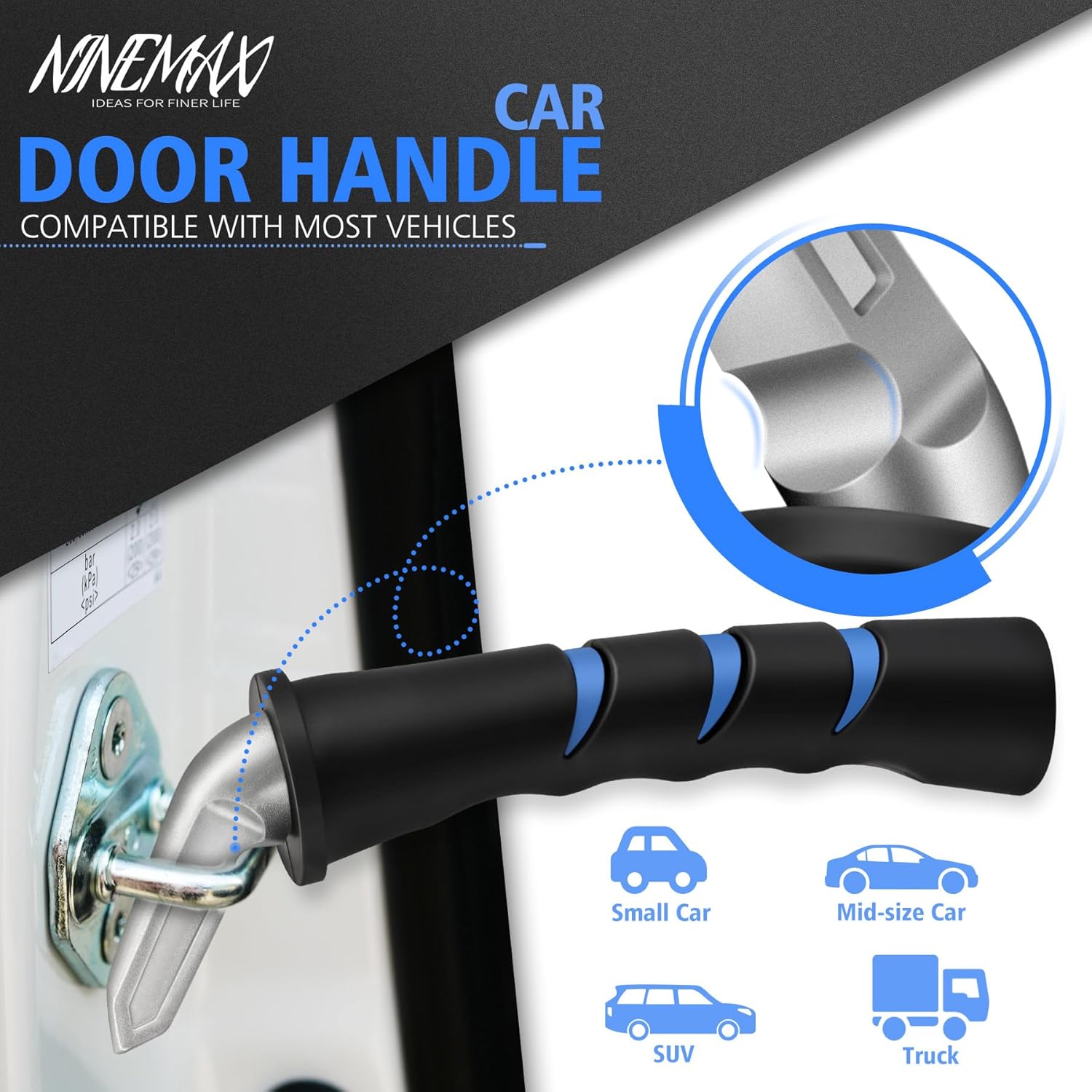 NINEMAX Car Door Handle for Elderly Car Handle Assist Support, Auto Grab Handles, Portable Car Door Cane for Seniors, Handicap (2 pcs)