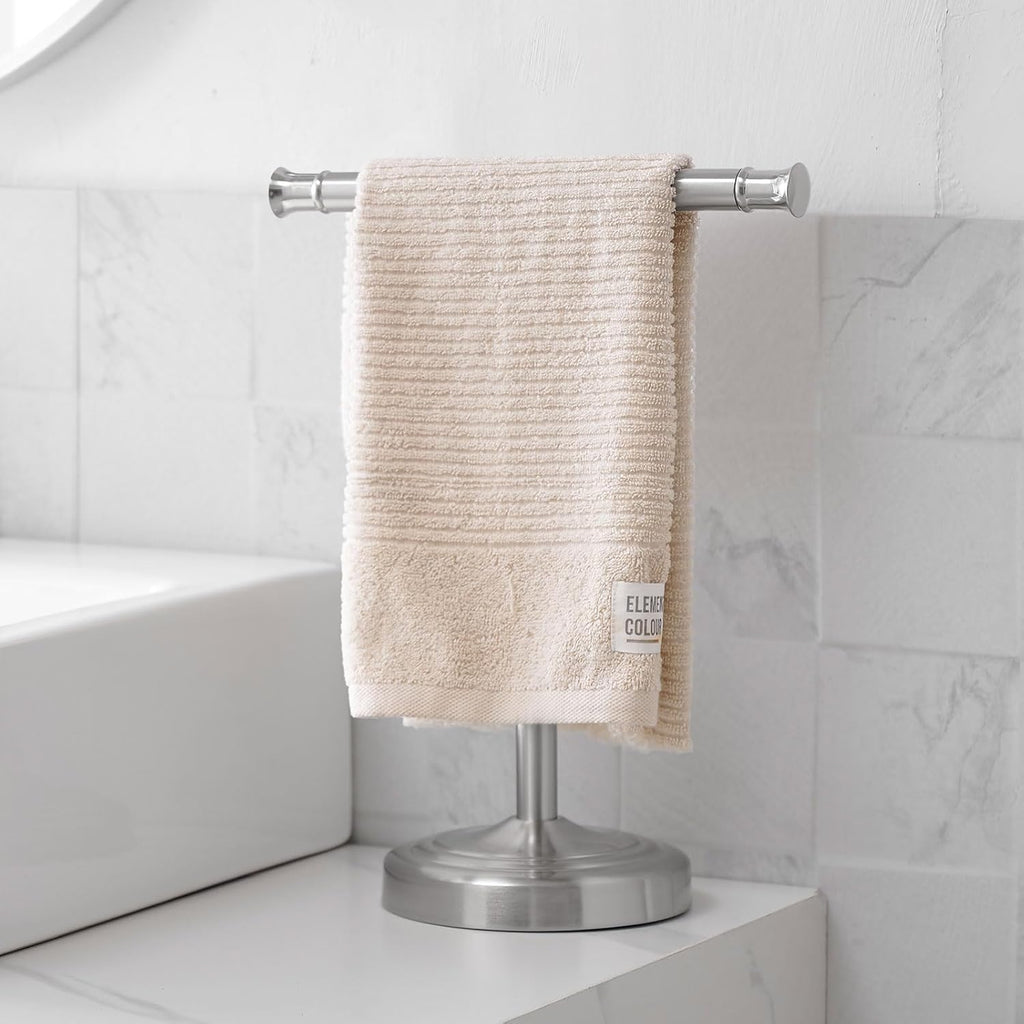 RUMOSE 13 Inch Brushed Nickel Towel Stand Hand Towel Holder Bathroom Kitchen Vanity Countertop T-Shape Towel Rack Free Standing Stainless Steel Towel Bar Towel Ring
