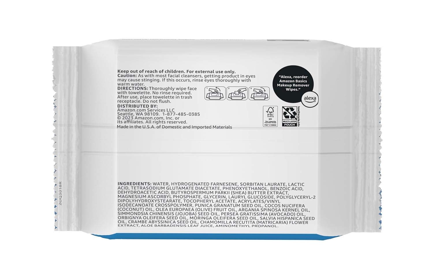 Amazon Basics Makeup Remover Wipes, Fragrance- and Alcohol-Free, Gentle Cleansing, Removes Waterproof Mascara, Dermatologist Tested, 25 Count, Pack of 6 (Previously Solimo)