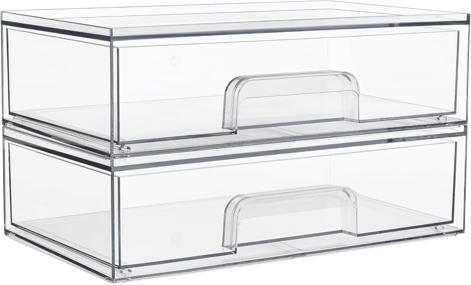 Vtopmart 12.1''W Clear Stackable Storage Drawers,2 Pack Acrylic Plastic Organizers Bins for Makeup Palettes, Cosmetics, and Beauty Supplies,Ideal for Vanity, Bathroom,Cabinet,Desk Organization