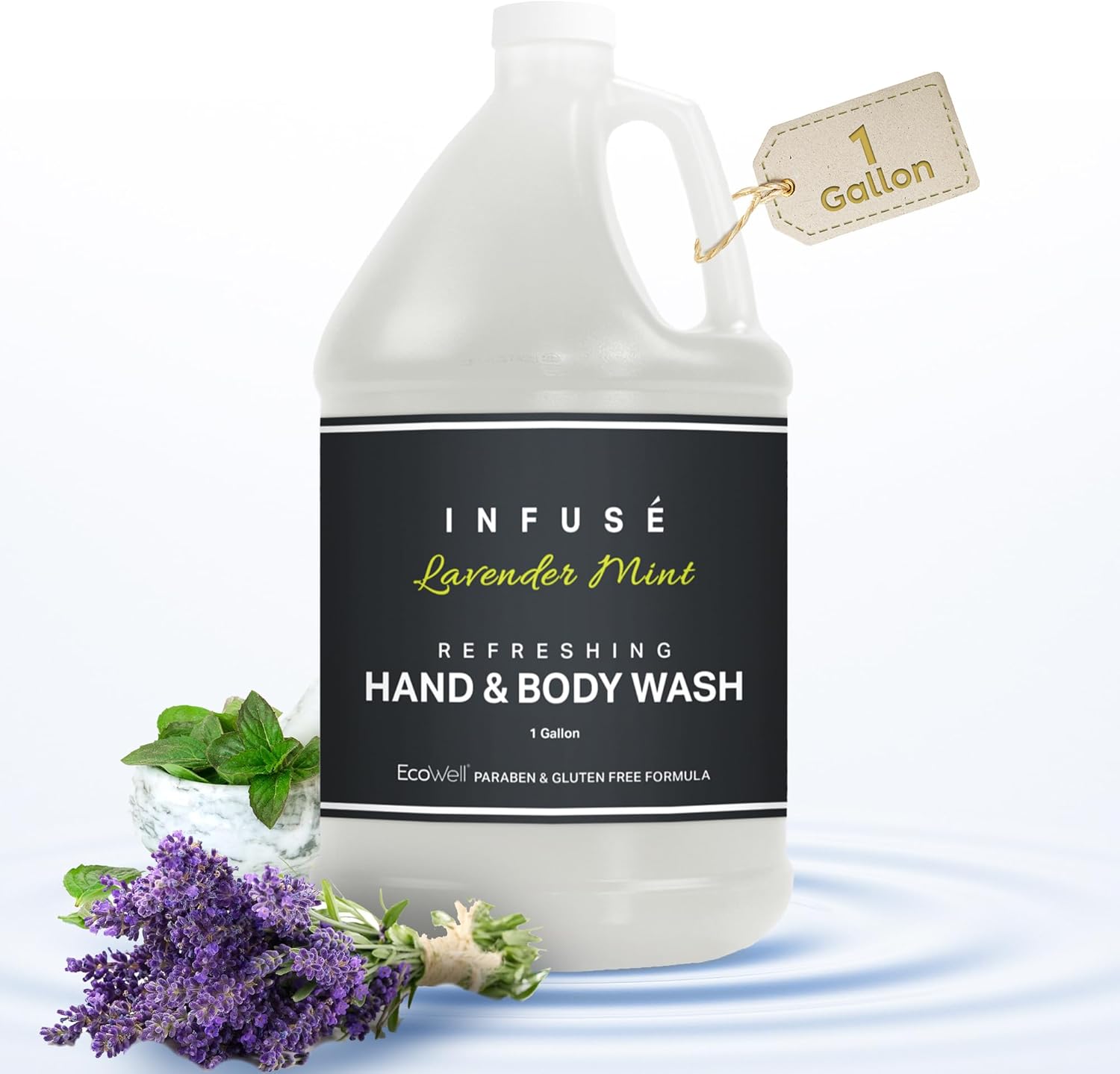 1-Shoppe All-in-Kit Hand/Body Wash | Infuse Lavender Mint Hotel | 1 Gallon | For Hospitality & Vacation Rentals to Refill Dispensers | (Single Gallon)