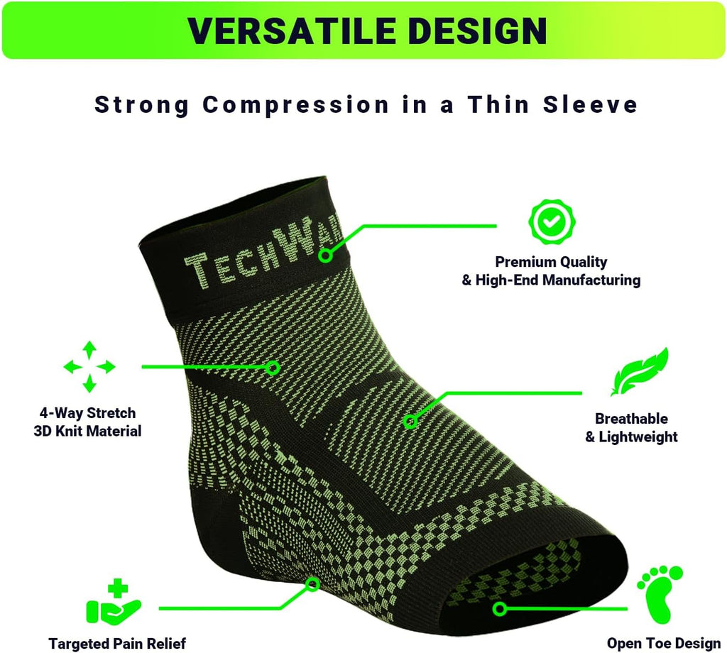 TechWare Pro Ankle Brace Compression Sleeve - Plantar Fasciitis Sock. Relieves Achilles Tendonitis. Foot Arch Support Reduces Joint Pain, Swelling & Heel Spur Pain. Injury Recovery Braces for Sports