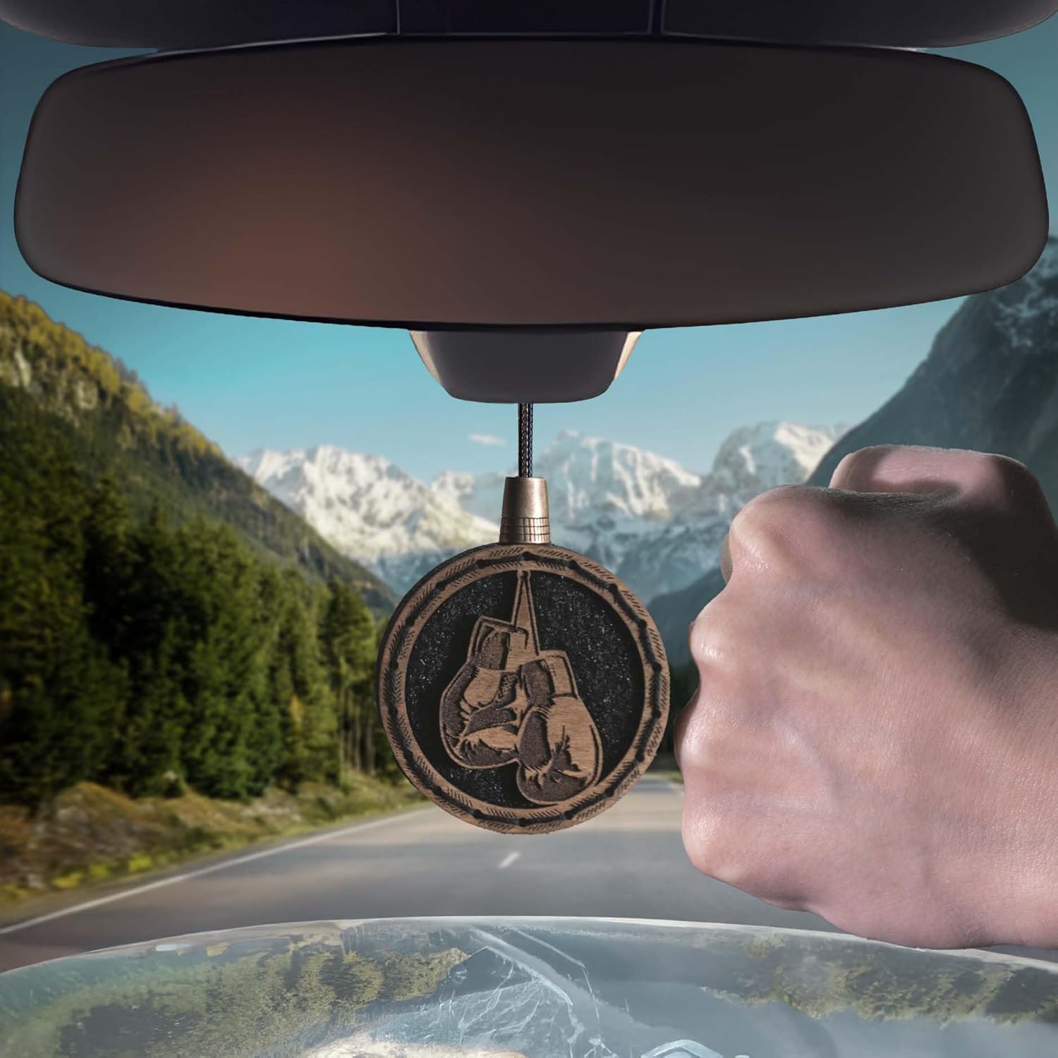 Wood Car Air Freshener — Handmade Car Air Freshener — Boxing Gloves Designed Fragrance Oil Diffuser in Wooden Gift Box — Aromatherapy Gift Set with diAquatoria Fragrance Oil - 10 ml