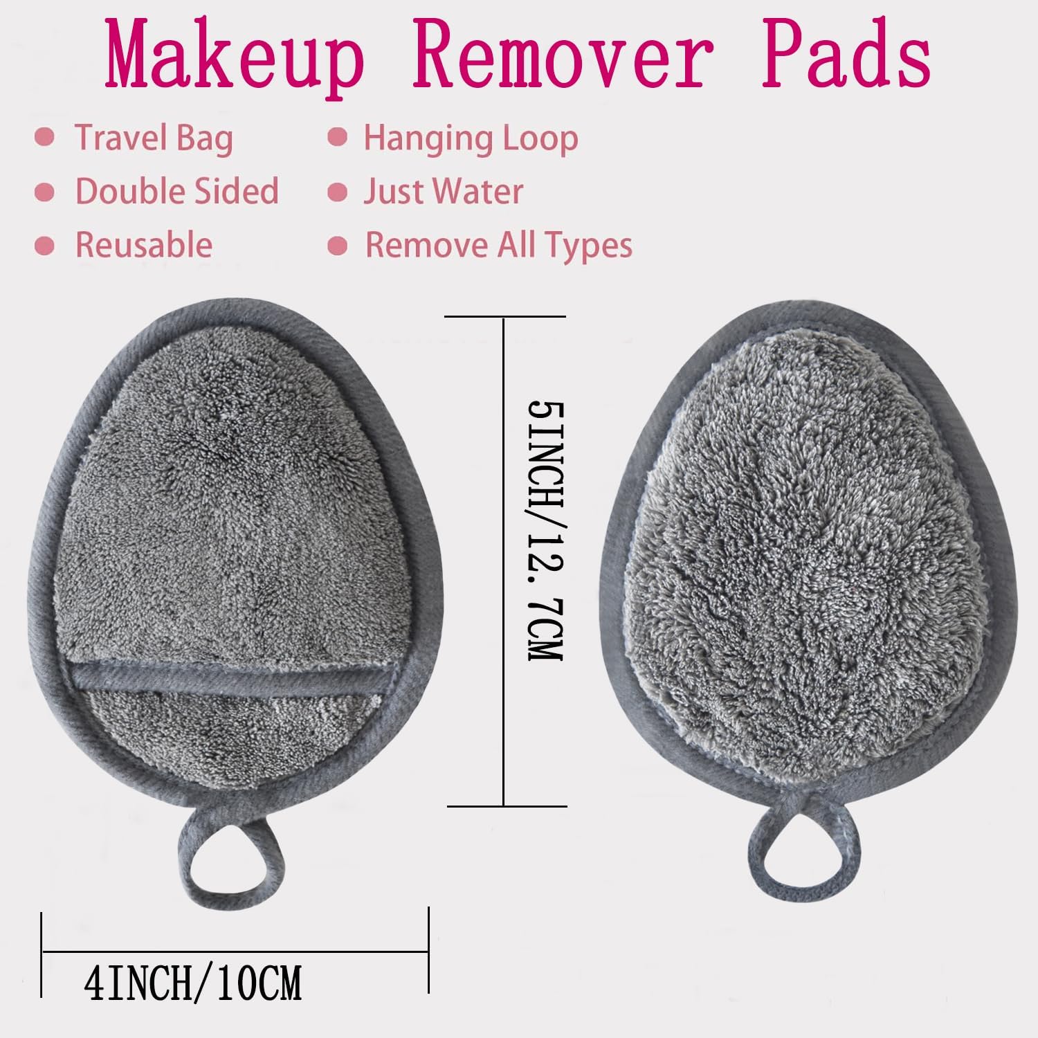 Reusable Makeup Remover Pads Soft Makeup Remover Cloths Washable Facial Makeup Cleansing Pads for Face,Lip,Eyes Grey 12PCS