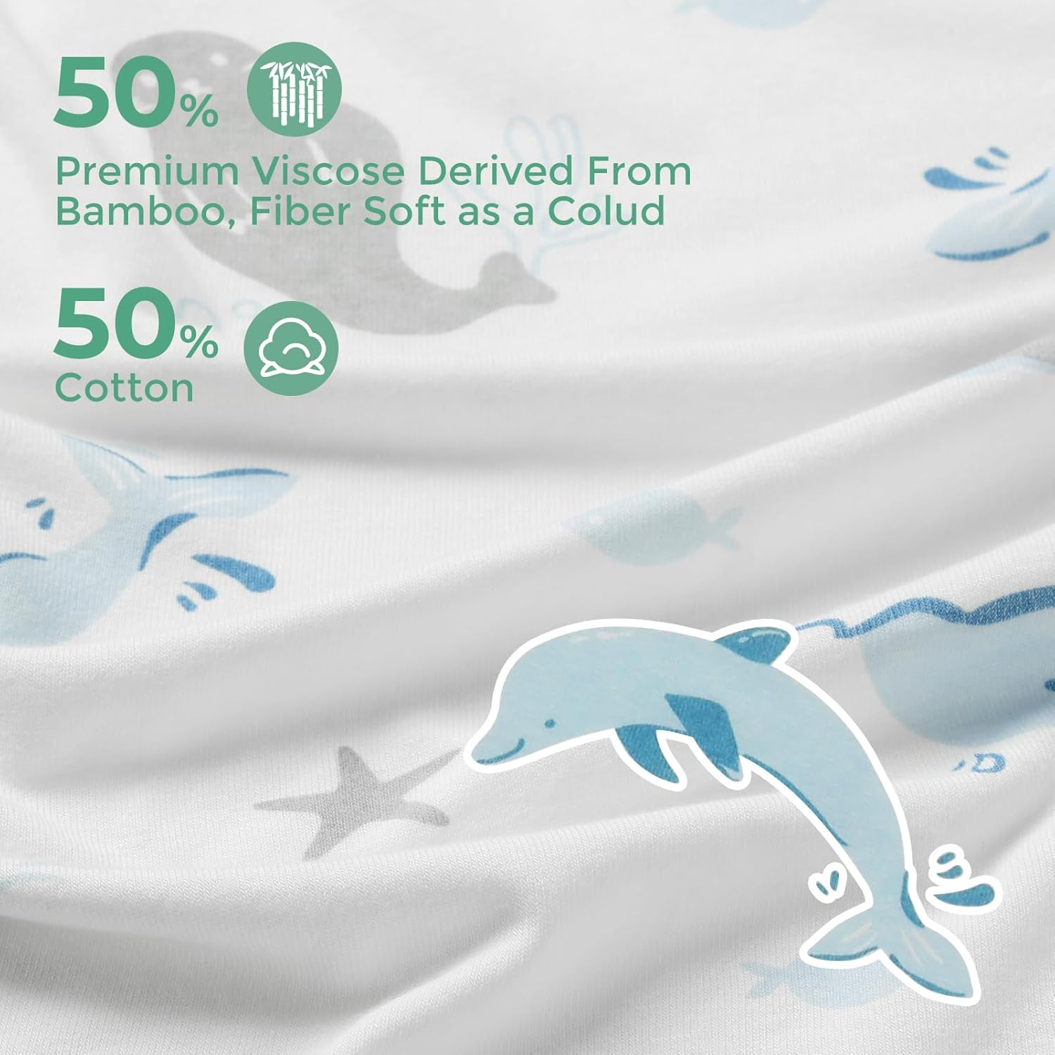 Momcozy Baby Towel with Hooded-Original Design Baby Towel Set -Soft & Absorbent- Shower Gifts or Bath Essential for Infant, Newborn, Toddler, Marine Sea Whale Seal Waves Magic