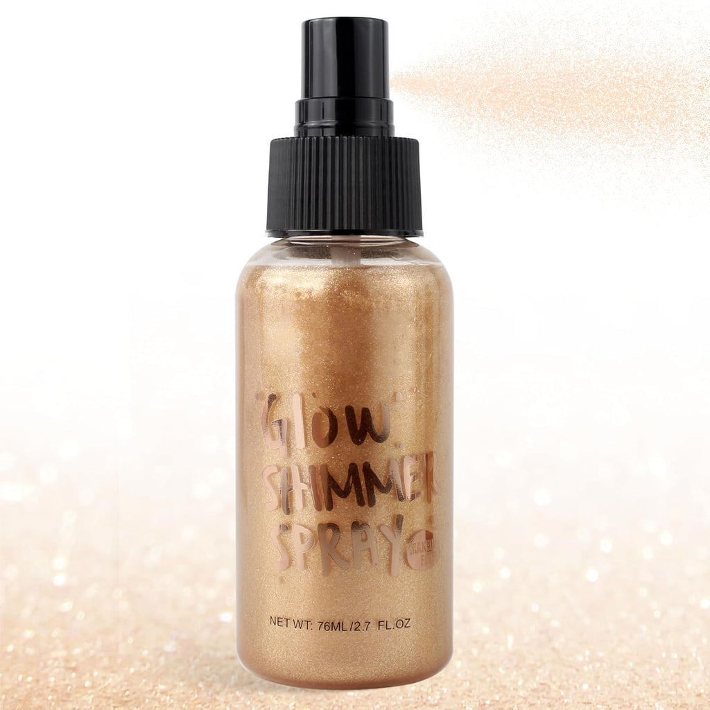Glitter Spray for Hair and Body, Glitter Body Spray, Quick-Drying Waterproofing Body Shimmer Suitable for Festival Rave (Bronze, 2.6 fl oz)