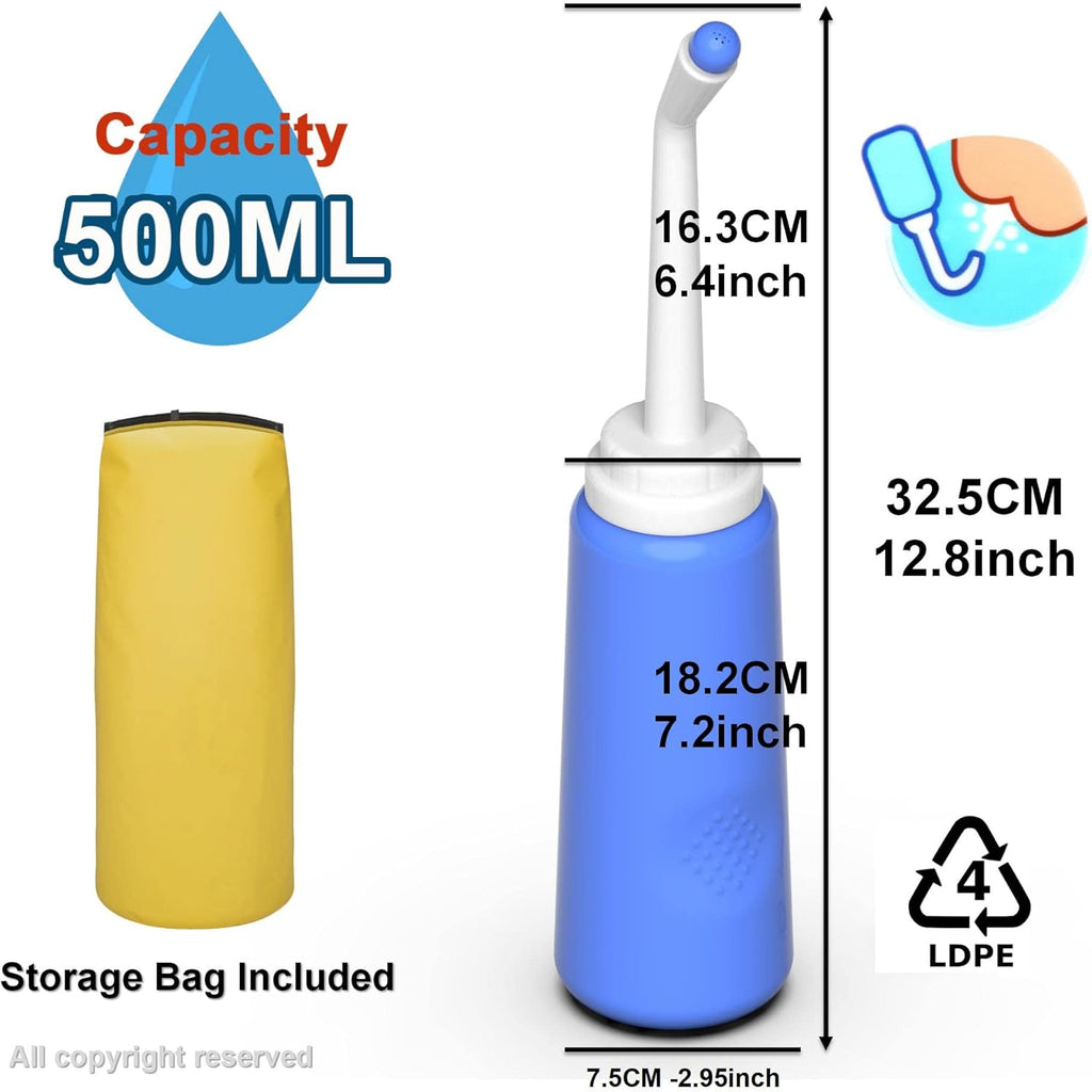 2PCS Portable Bidet - Squeeze Momwasher Bottle 500ml 17oz - Portable Shower-Travel Bidet Toilet Bottle for Adult Women,Postpartum Care,Hemorrhoids,Post-Surgery Recovery, Moms,New Baby & Eldery