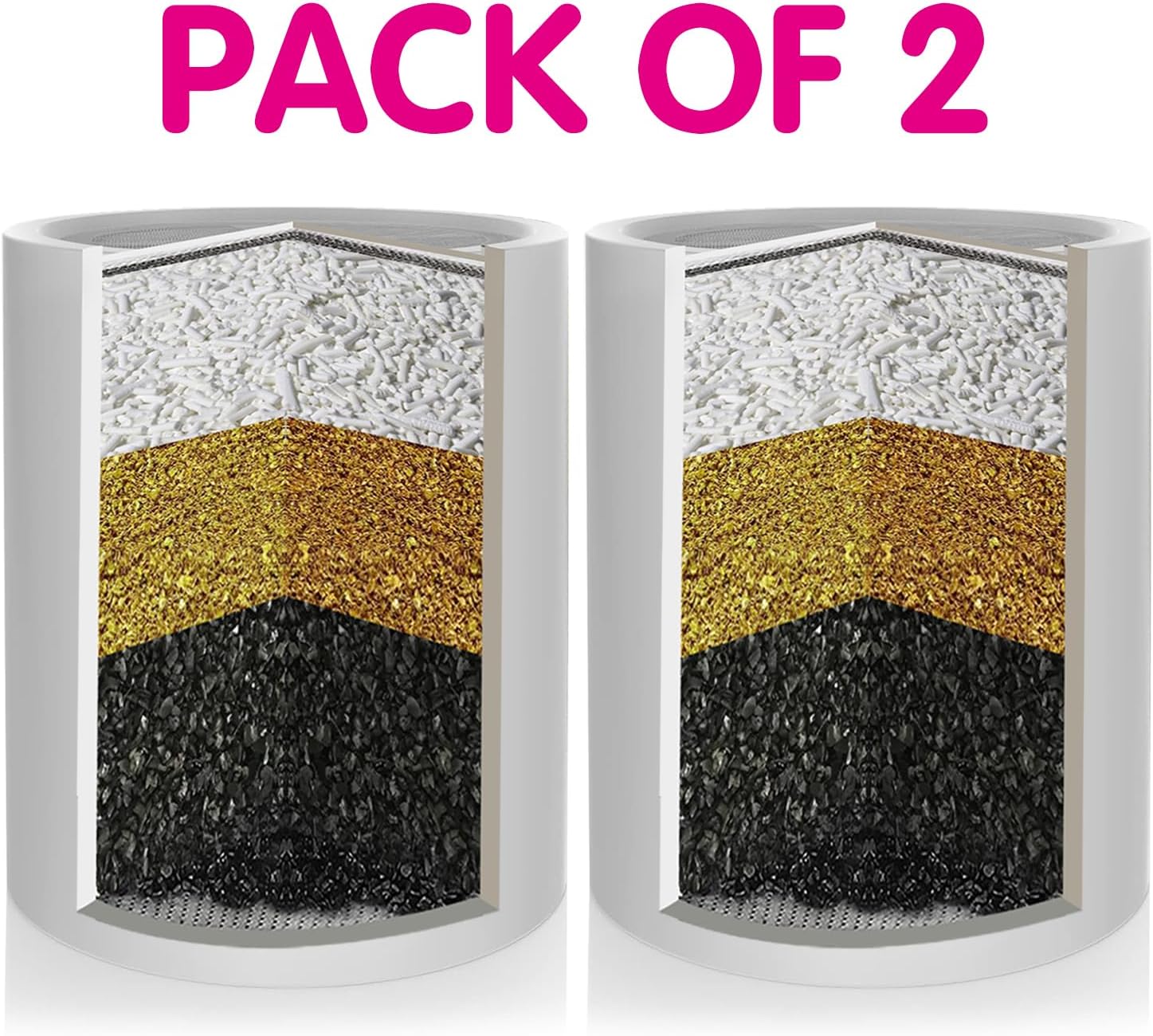 Enhanced Formula Multi-Stage Shower Filter Cartridge,High output Universal replacement filter cartridge, Remove Chlorine Heavy Metals and Other Sediments, Reduces Dry Itchy Skin（Pack of 2)