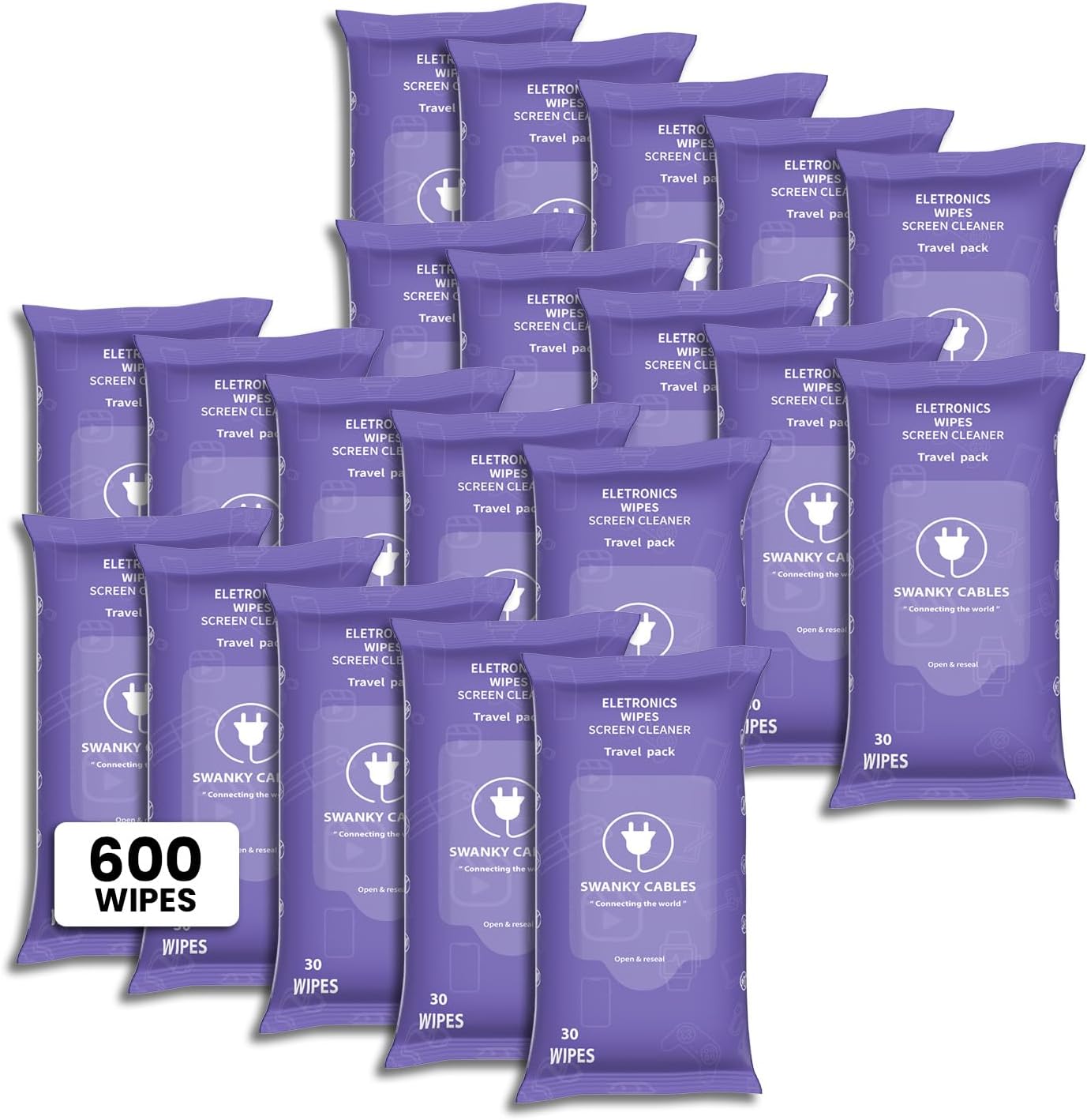 Screen Cleaner Wipes: Electronic Wipes for Screens - Computer Screen Wipes for Lens, Phone, Tv Screen and Monitor Cleaning - Tech Wipes & Microfiber Cloth (Soft Wipes, 600 Count)