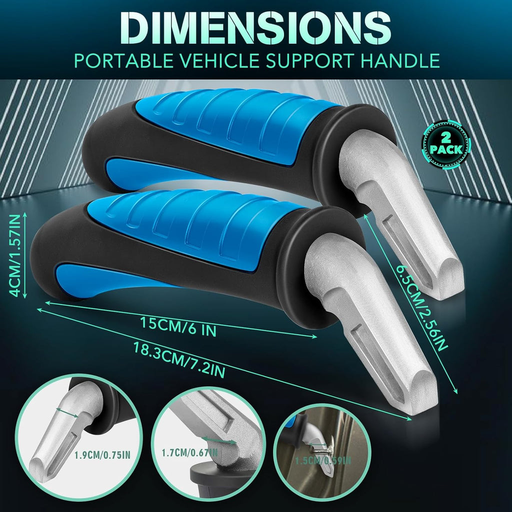 Car Door Handle for Elderly Car Handle Assist Support, Portable Auto Grab Handles for Handicap Seniors, Black and Blue 2 Pcs