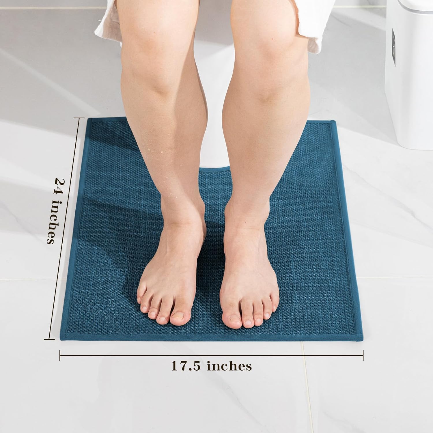 chakme Bathroom Rugs Mat U-Shaped 24x17, Ultra ThinNon Slip Bath Mat Small Quick Dry Absorbent Bath Matfor Bathroom Floor, (Dark Blue, U-24"x17")