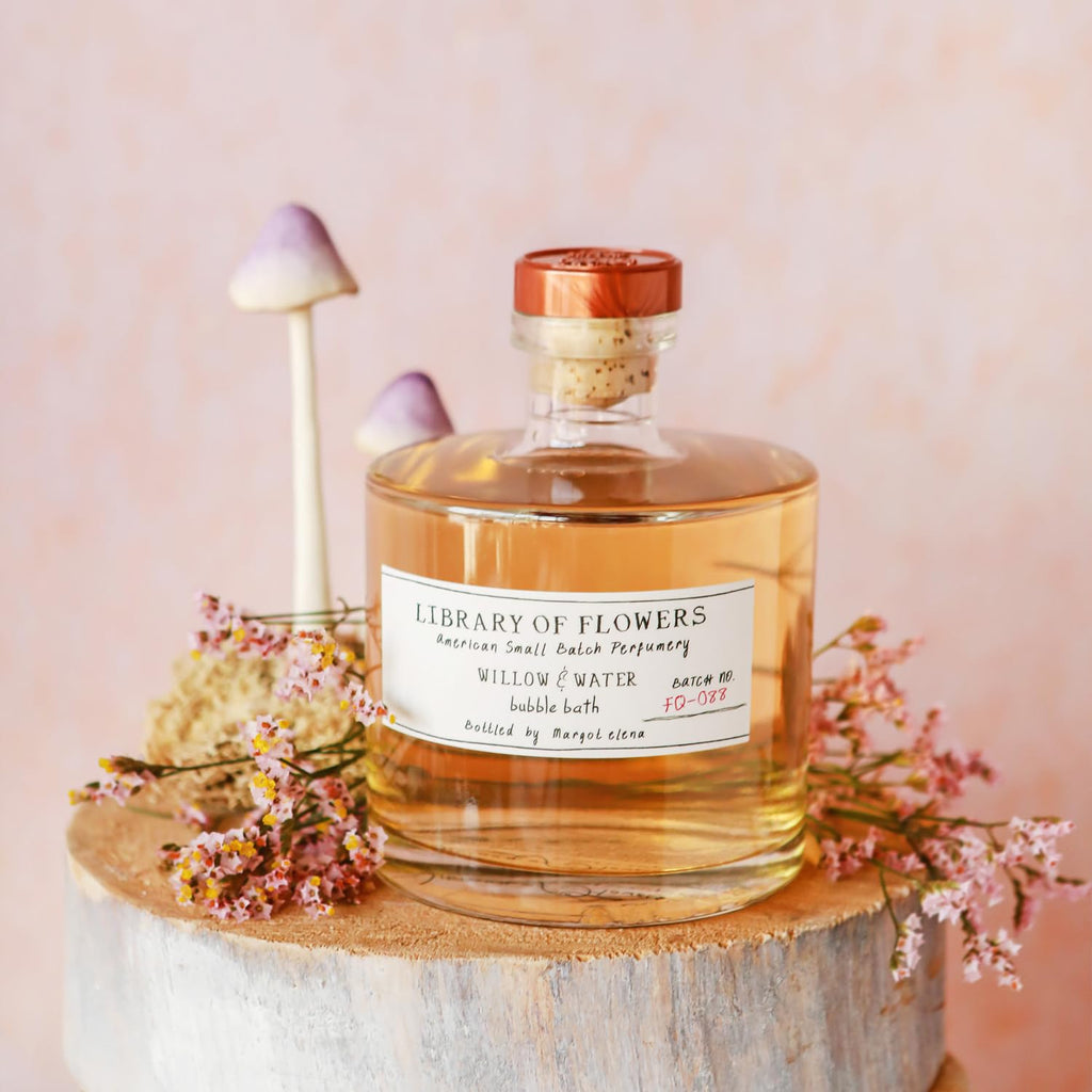 Library of Flowers Willow & Water Bubble Bath, 17 fl. oz., Cut Greens, Flowering Lotus & Watercress, Relaxing & Gentle Luxury Bubbling Soap, Hydrating & Deep Moisturizing, Cocoa Butter & Green Tea