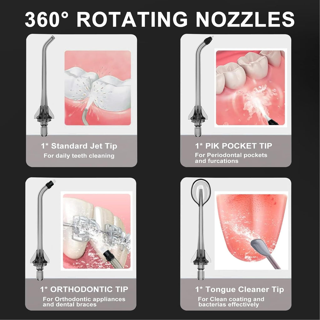 Replacement Tips for Nicwell Oralfree Water Flosser, Water Flosser Replacement Heads Oral Irrigator Jet Tip（ 4 Tips Combo）