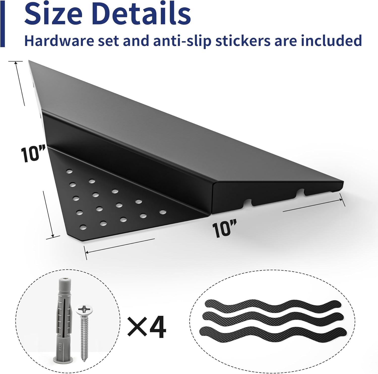 10'' Corner Foot Rest for Shaving Legs, Wall Mounted Foot Ledge for Bathroom Inside Shower, 304 Stainless Steel Footrest with Shaving Holder (Black)