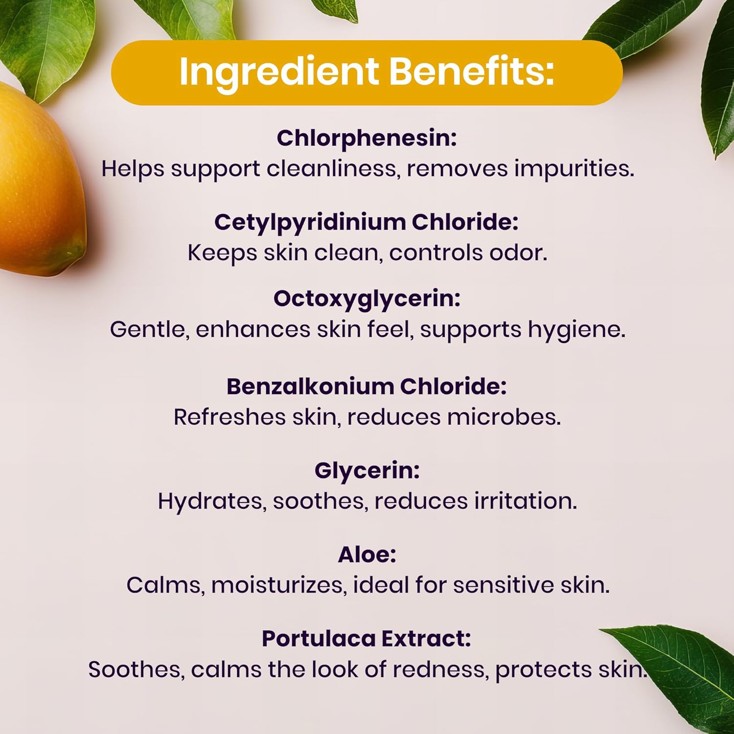 Mango Scented Daily Feminine Wipes for Women – pH Balanced Unflavored Intimate Wipes – Water-Based, Aloe-Infused, Gentle on Sensitive Skin – Vegan, No Alcohol or Dyes, Travel-Friendly - 30ct