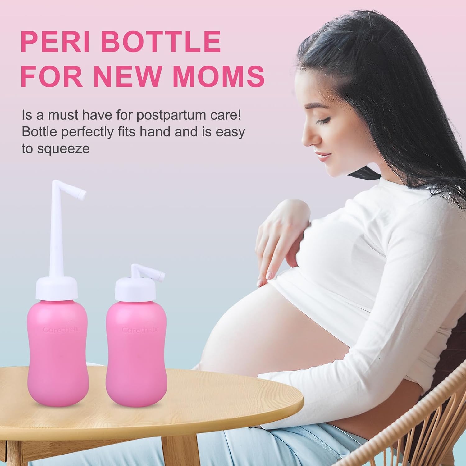 Peri Bottle for Women - Portable Bidet for Postpartum Care, 12oz Upside-Down Design with Travel Bag