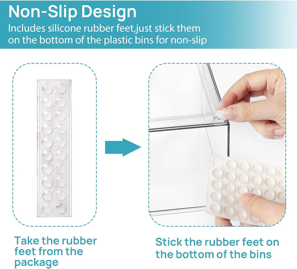 Vtopmart Clear Stackable Storage Drawers Set of 5, Plastic Organizer Bins for Makeup, Cosmetics, Beauty Supplies,Ideal for Vanity, Bathroom,Cabinet,Pantry Organization