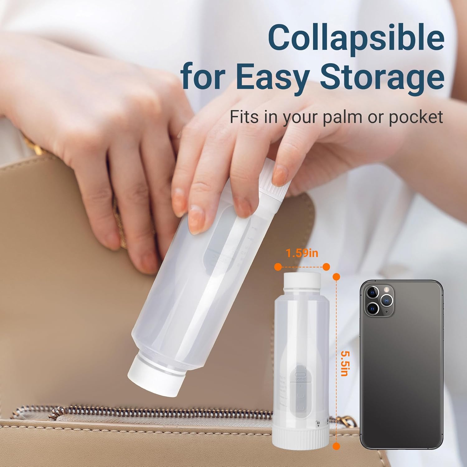 Portable Bidet for Travel – Electric Peri Bottle with Dual Spray Modes, 360° Nozzle, Water Bottle Adapter, USB Rechargeable, Waterproof, Travel Bidet for Postpartum & Personal Hygiene