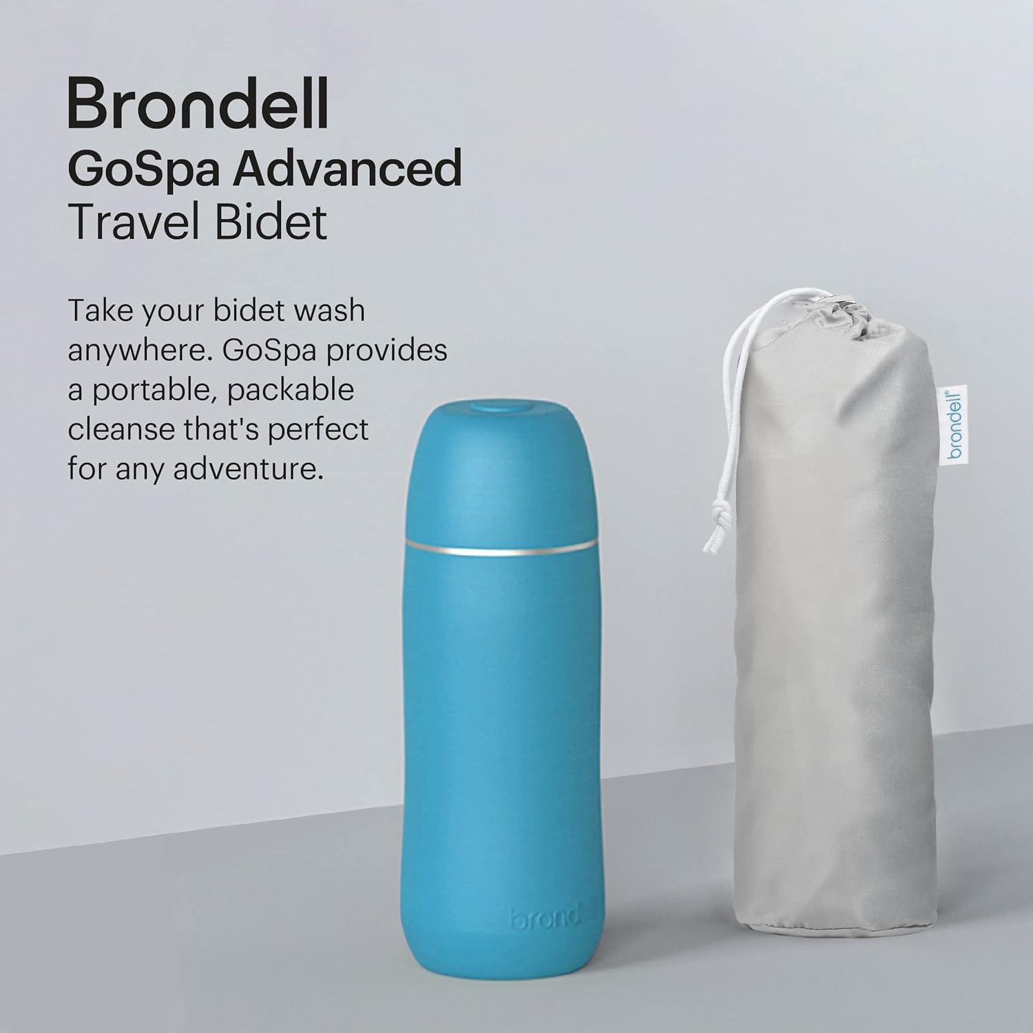 Brondell GoSpa Advanced Portable Bidet for Travel–Pop-Up Nozzle System –High-Quality Compact Bidet with Discreet Travel Bag for Convenient Storage–400mL, Blue