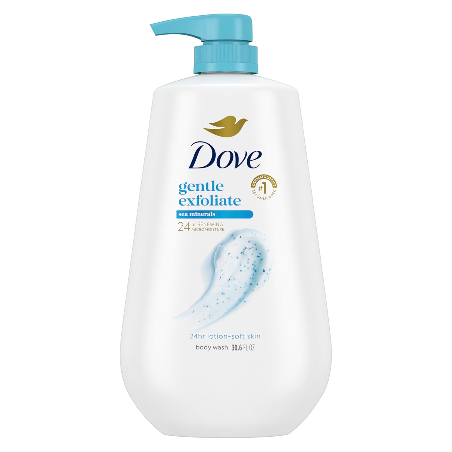Dove Body Wash with Pump Gentle Exfoliate with Sea Minerals For 24hr Lotion-Soft Skin Moisturizing Skin Cleanser with No Sulfates No Parabens 30.6 oz