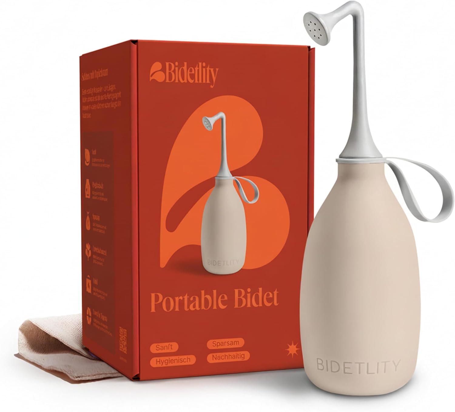 Butt & Intimate Shower 3.0 – Mobile Travel Bidet & Sustainable Intimate Shower, Replaces Wet Wipes, Saves Toilet Paper, Portable Handheld Bidet, Travel Bag Included, BPA-Free - Soft Sand